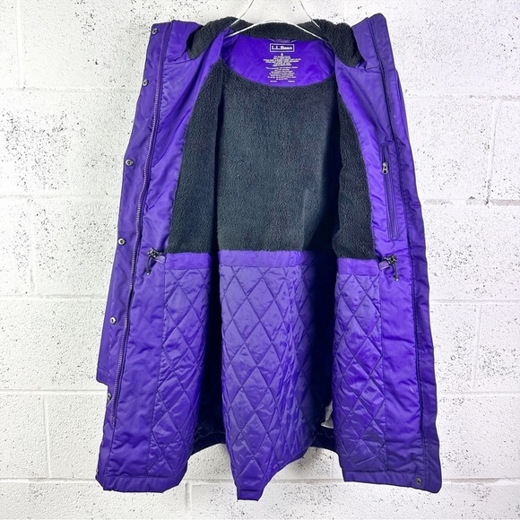 LL Bean Women's Size Small Winter Warmer Insulated Coat Hooded Mid-Length Purple - Picture 9 of 11